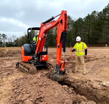 Operating a Kubota KX033-4 Excavator in preparation for Directional Drilling
