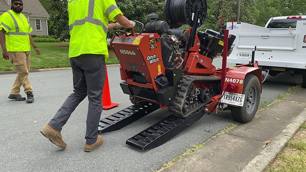 Ditch Witch is a popular brand of vibratory plow used by National OnDemand Drop Bury Tech to trench fiber and cable for clients and customers.
